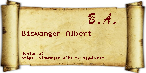 Biswanger Albert névjegykártya